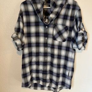 Vince plaid relax fit button up blouse